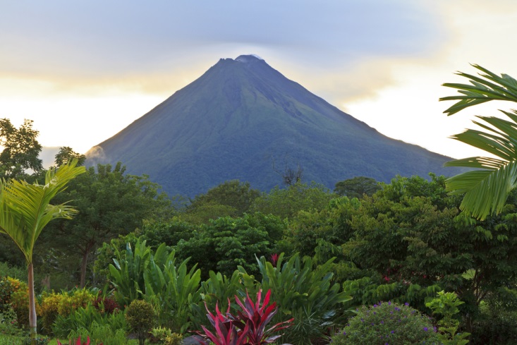 Volcano on the horizon in the tropics of Costa Rica