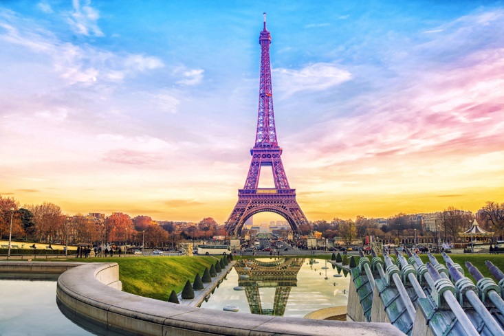 The Eiffel Tower bathed in golden light